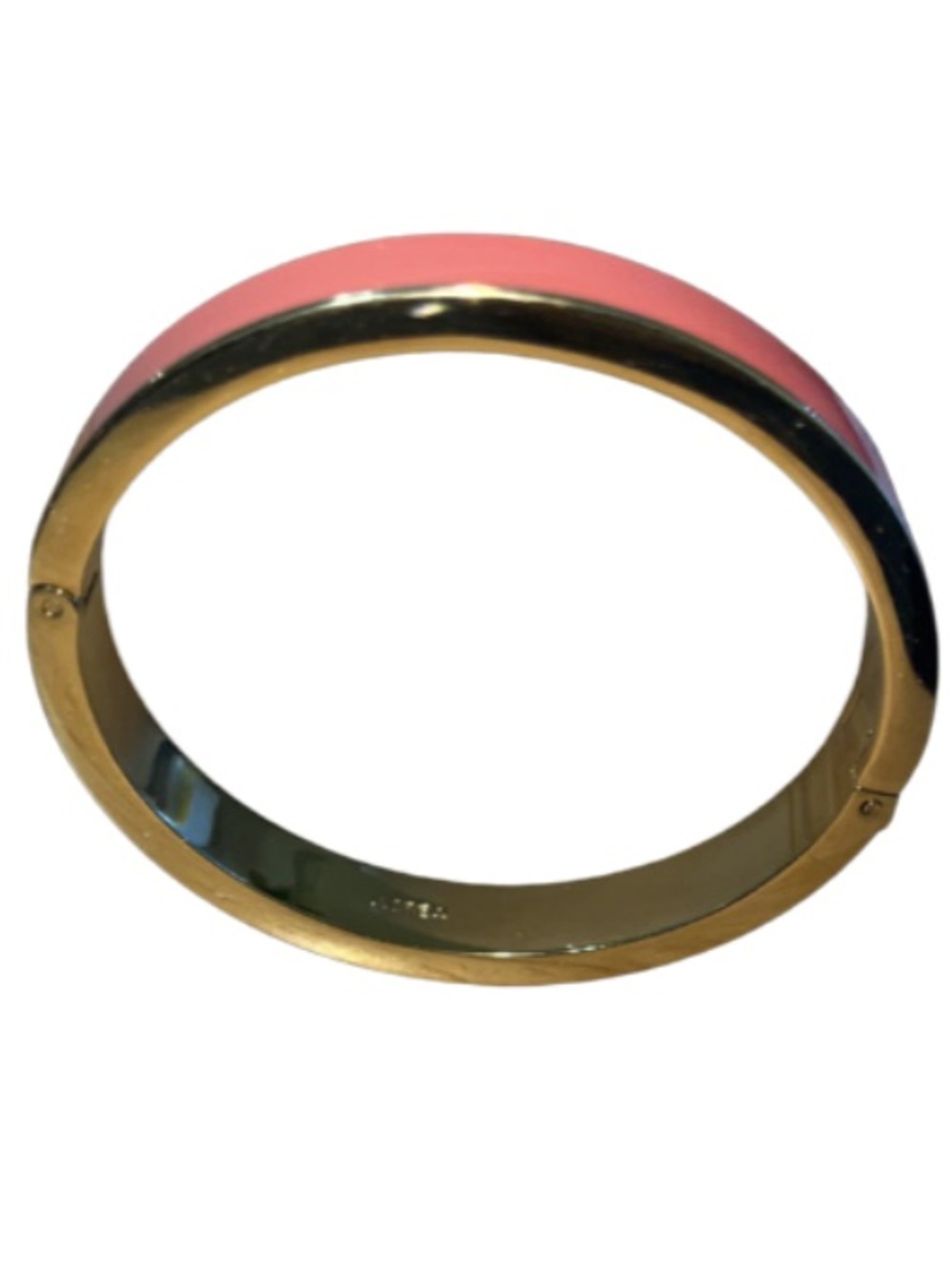 J. Crew Apricot Enamel & Gold-tone Hinged Bangle Bracelet, 6.5”-7” Wrist - Picture 6 of 10